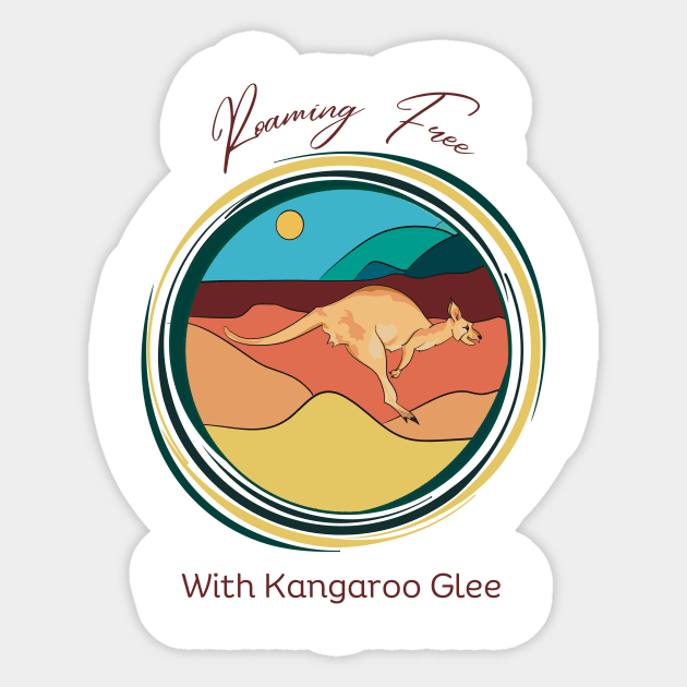 Roaming Free with Kangaroo Glee Sticker by LozsArt